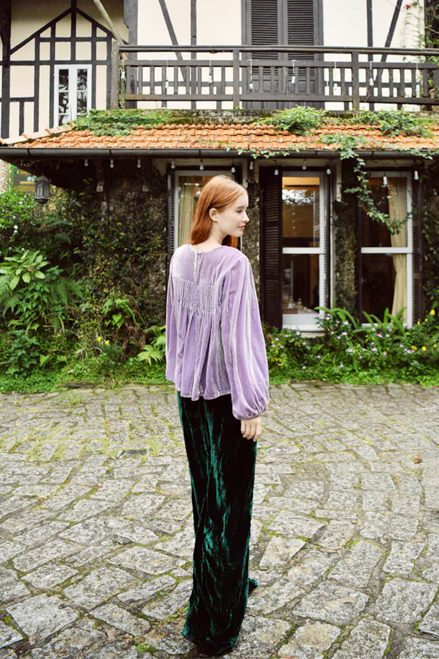 AMETHYST Long Sleeve Velvet Blouse