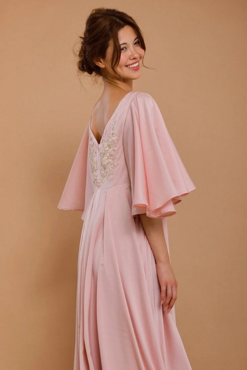 NATALIE Embellished Pink Silk Wedding Dress