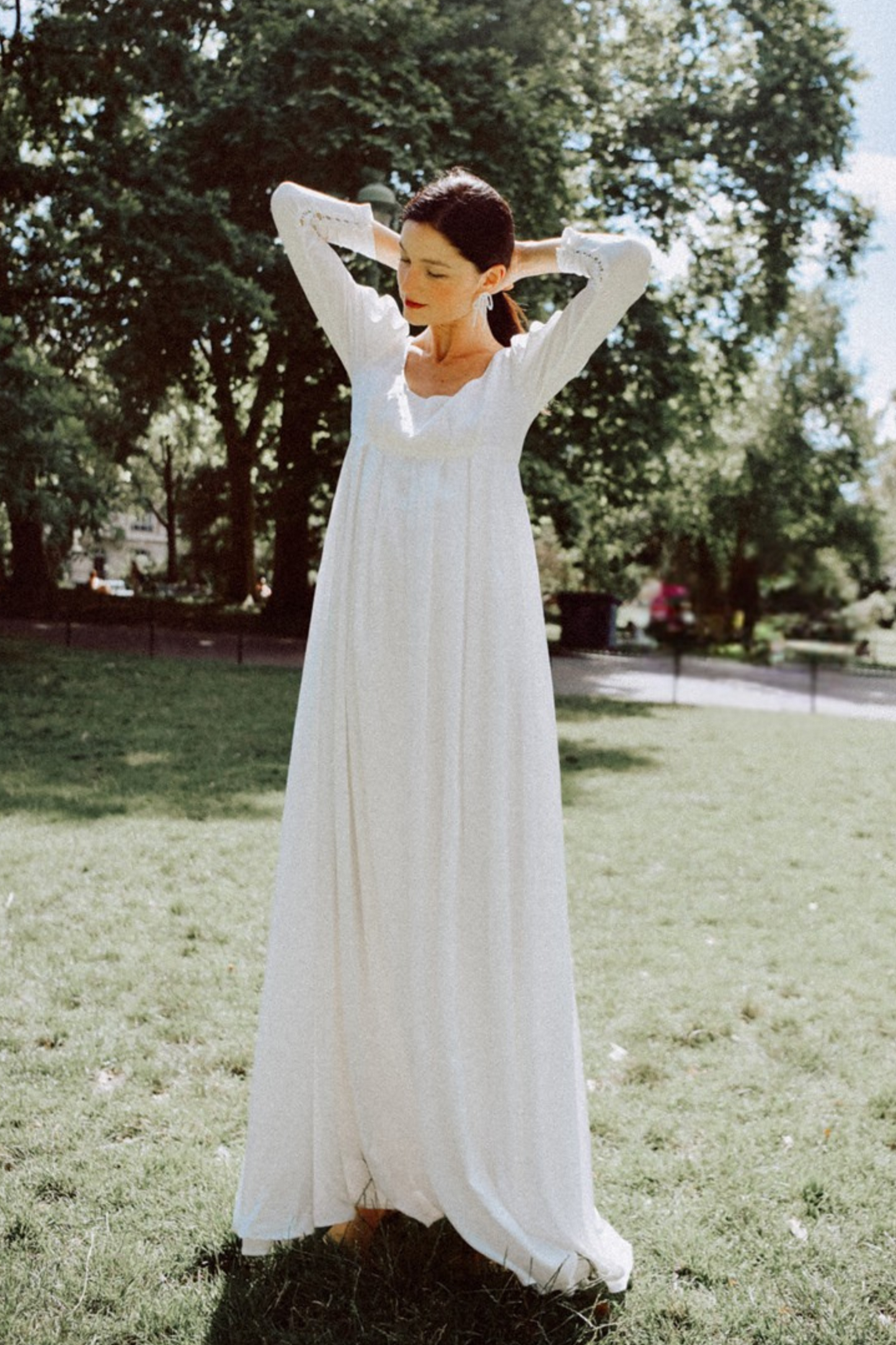 Lafayette Regency Silk Wedding Dress with Puffy Long Sleeves