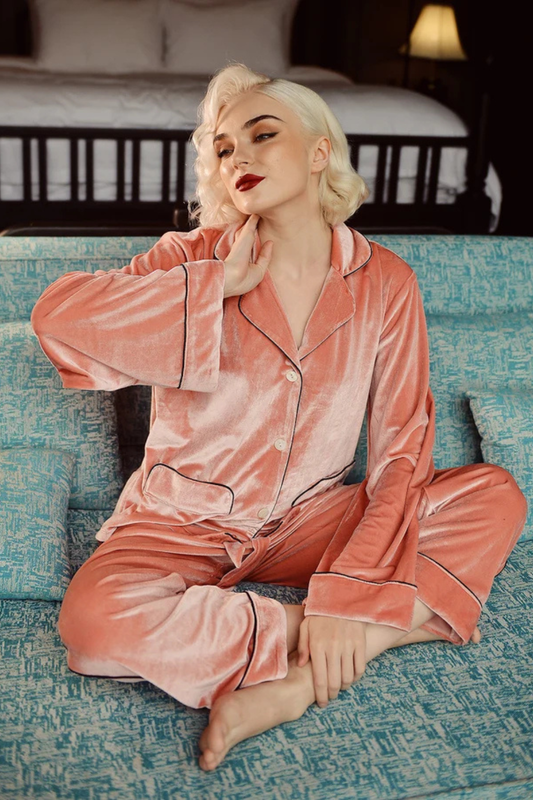 Long Sleeve Velvet Pajamas set for Women - Winter Velvet Pajamas