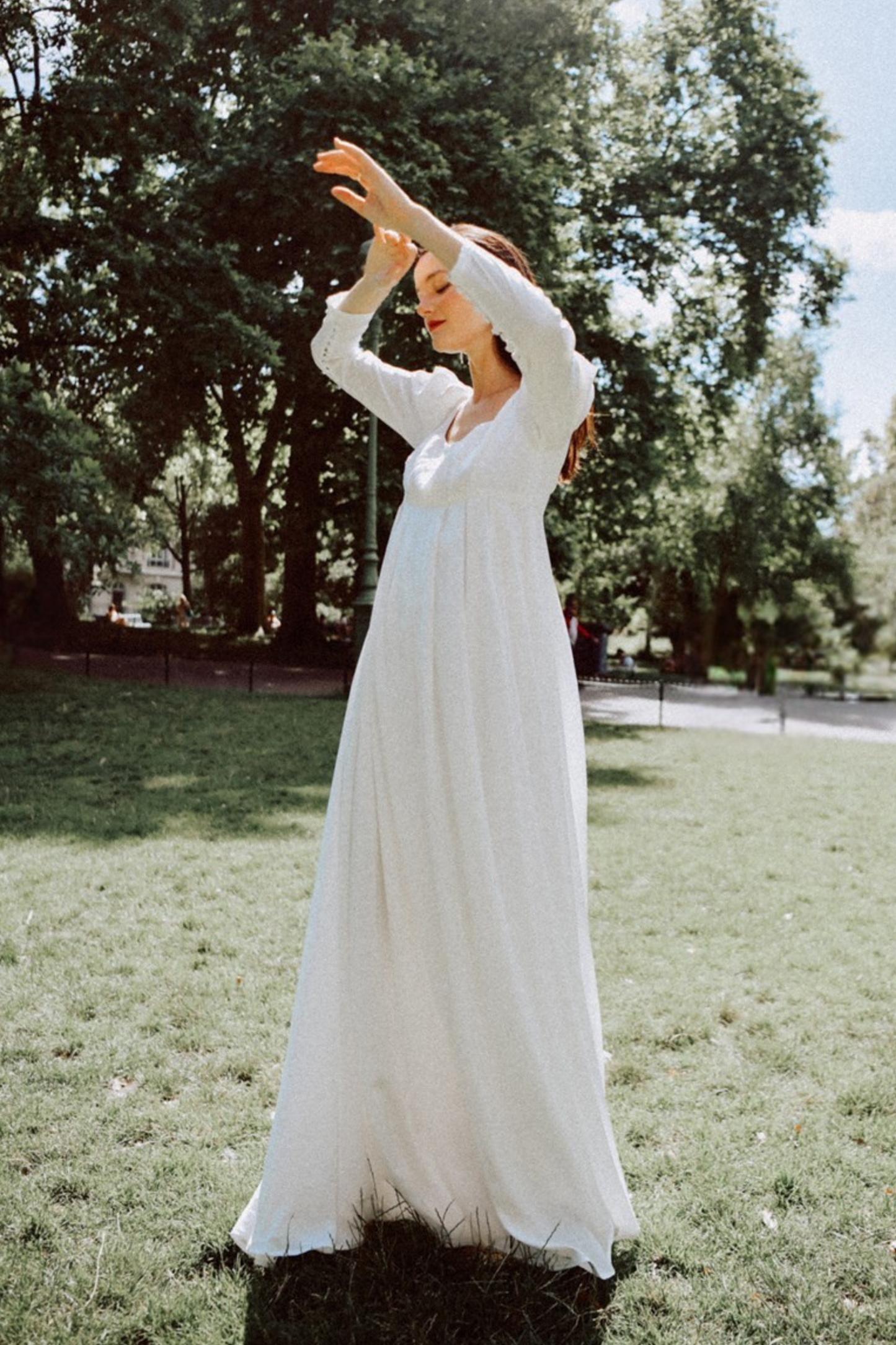 Lafayette Regency Silk Wedding Dress with Puffy Long Sleeves