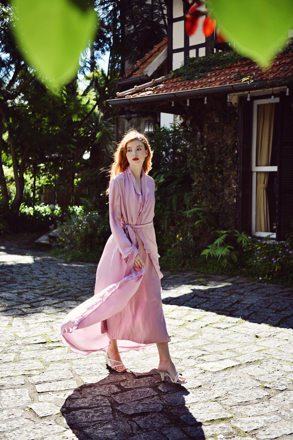 Ruffle Hem Luxury Silk Kimono Robe