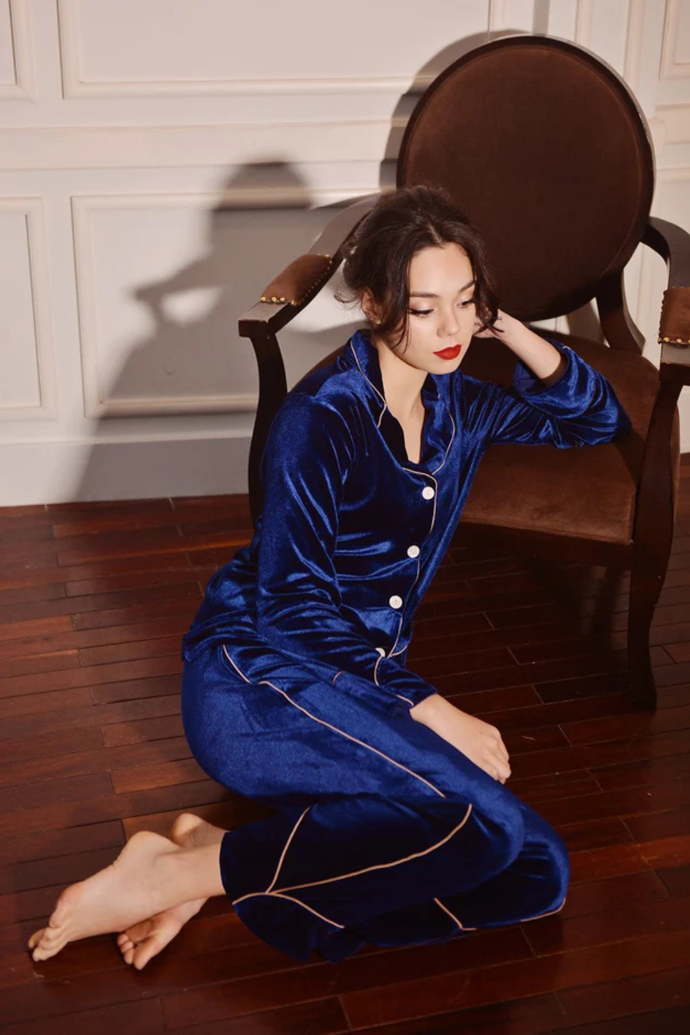 Velvet Pajamas Women - Royal Blue Pjs - Women Velvet Pjs - Christmas Pjs