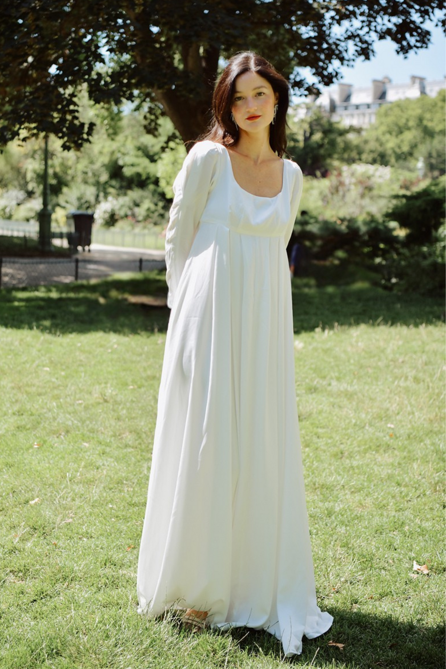 Lafayette Regency Silk Wedding Dress with Puffy Long Sleeves