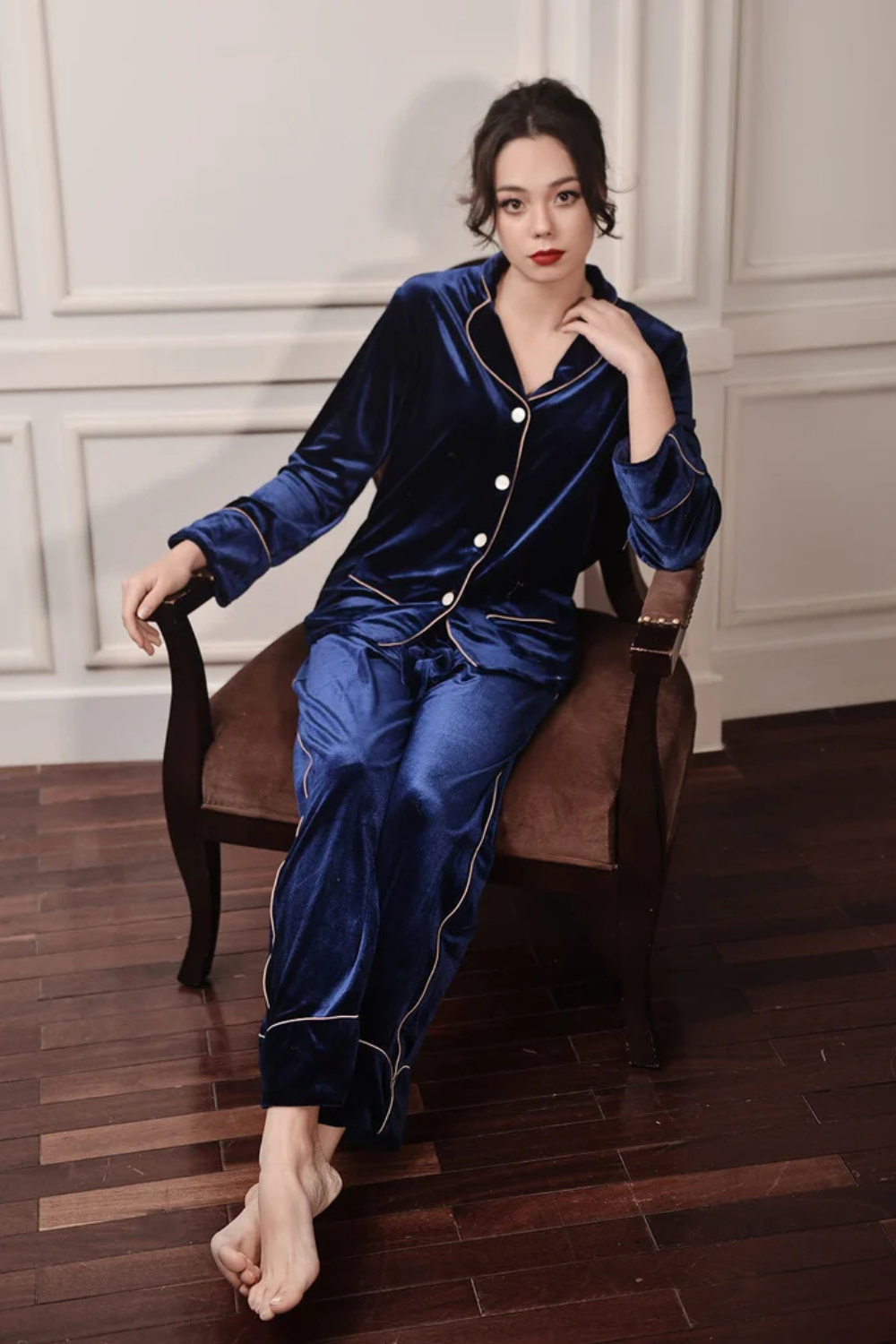 Velvet Pajamas Women - Royal Blue Pjs - Women Velvet Pjs - Christmas Pjs