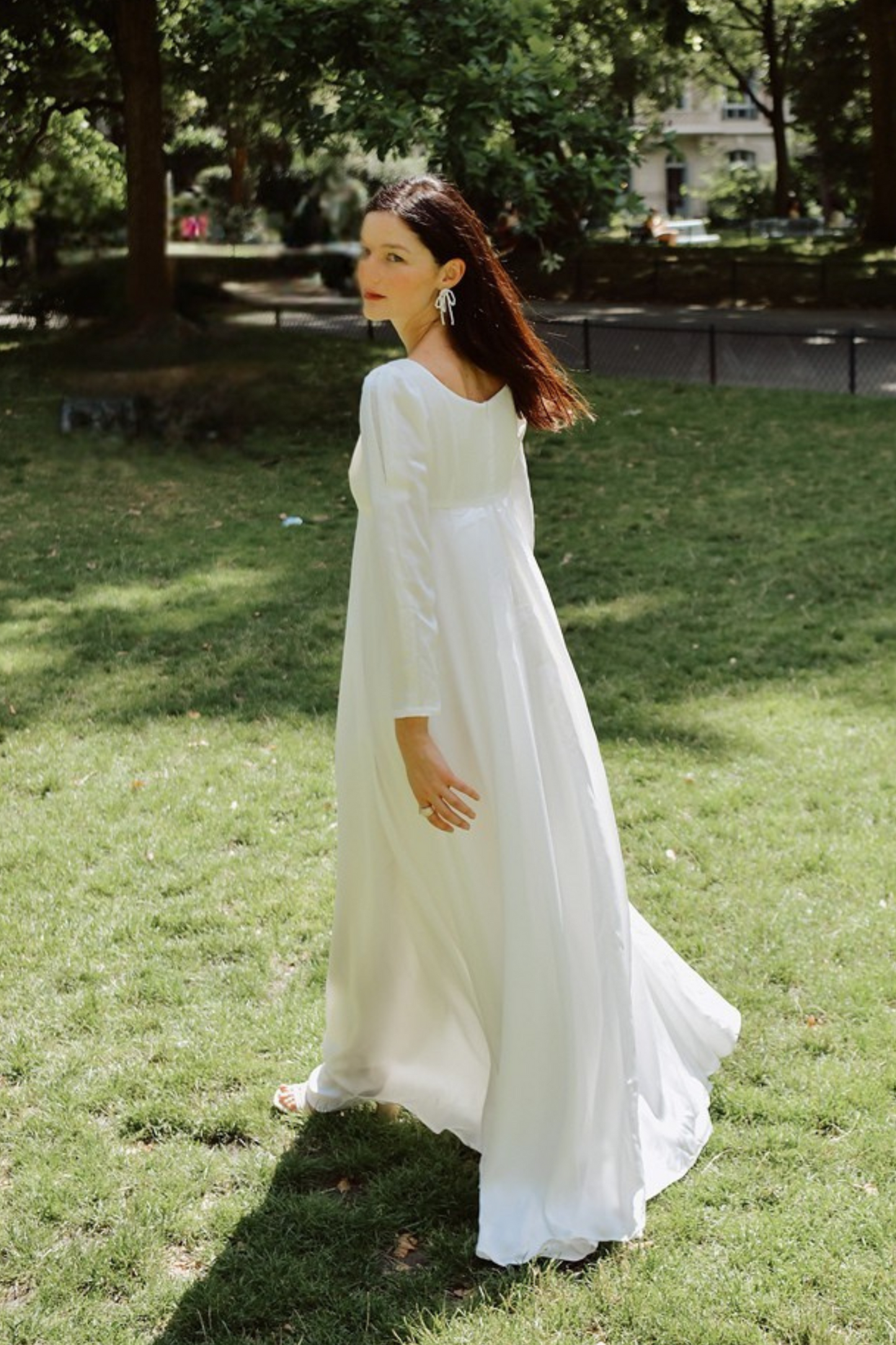 Lafayette Regency Silk Wedding Dress with Puffy Long Sleeves