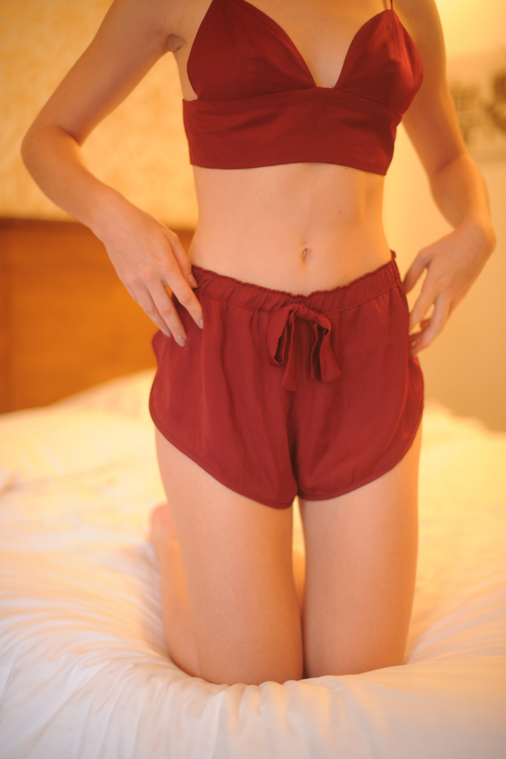 Longline Silk Bra with Corset Back