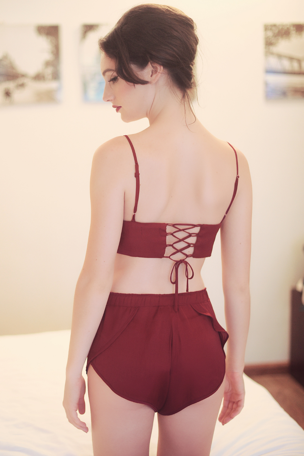 Longline Silk Bra with Corset Back