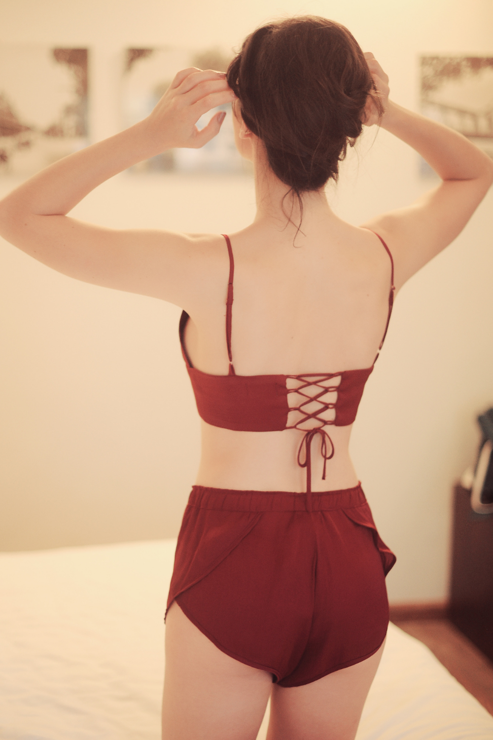 Longline Silk Bra with Corset Back