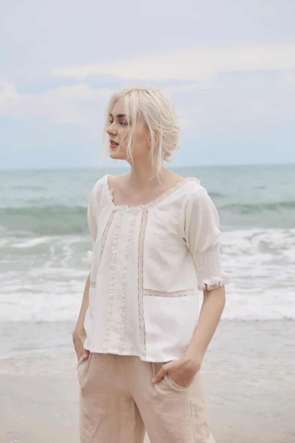 Women Linen Blouse -  Cotton Top for Women - Linen Loose Blouse - Cotton Summer Top