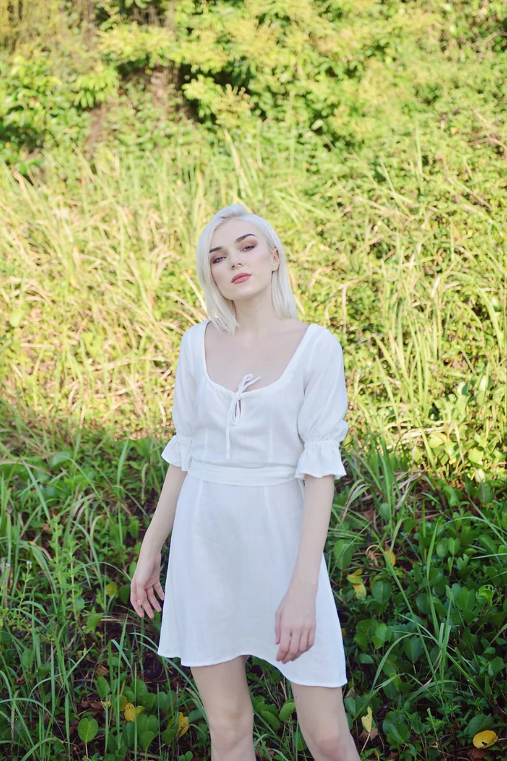 Linen Fit and Flare Mini Dress