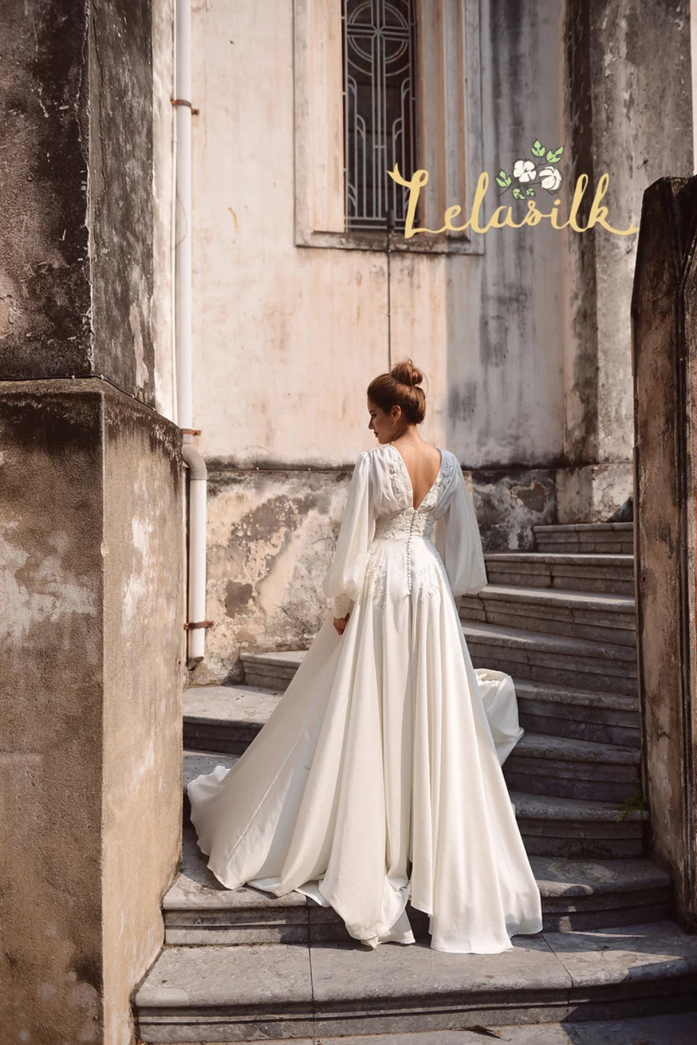 Embellished Lace Silk Wedding Dress