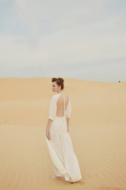 Backless Linen Maxi Dress