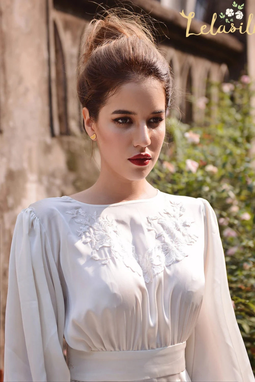 Embellished Lace Silk Wedding Dress