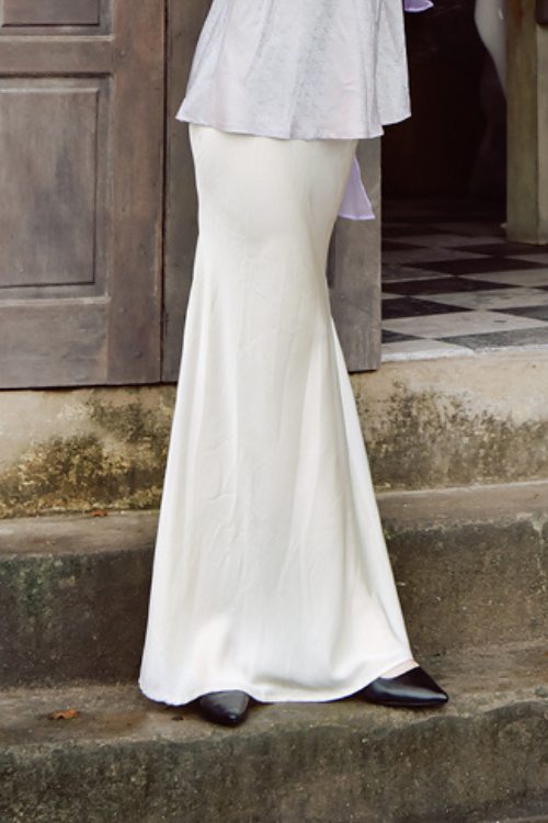 Coco Floor-Length Mulberry Silk Maxi Skirt – Champagne