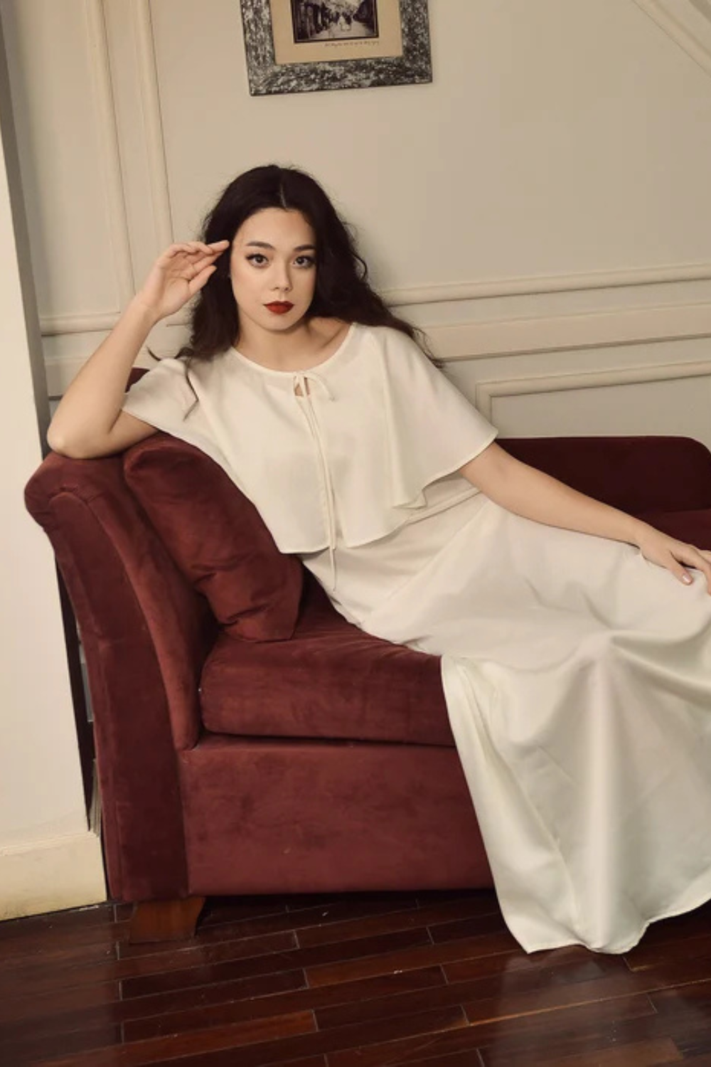 Ivory Silk Dress with Matching Cape