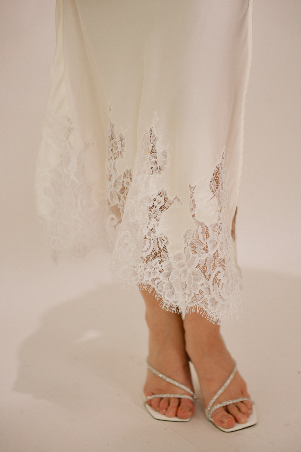 Maxi Silk Skirt with Lace Trimmings