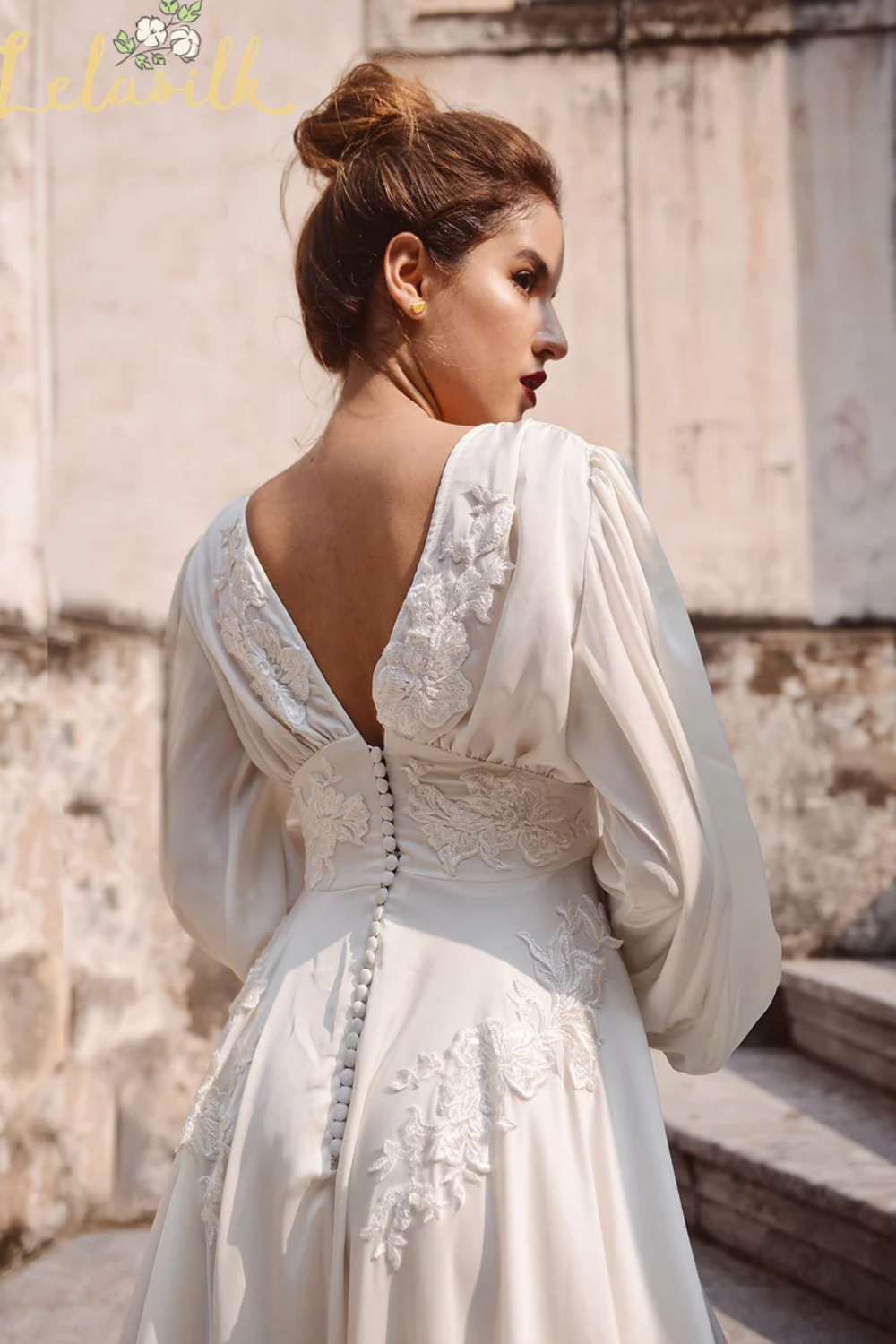 Embellished Lace Silk Wedding Dress