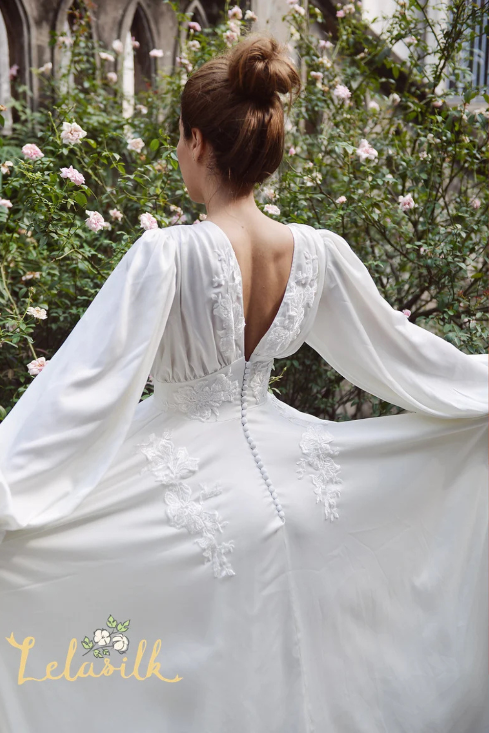 Embellished Lace Silk Wedding Dress