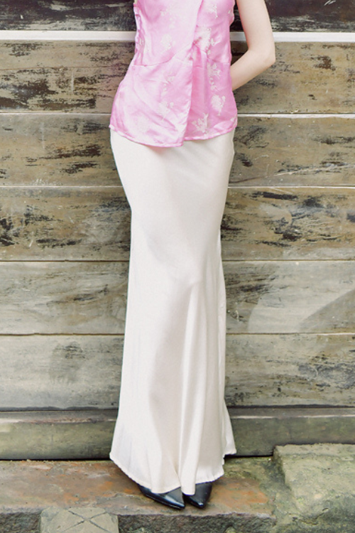Coco Floor-Length Mulberry Silk Maxi Skirt – Champagne