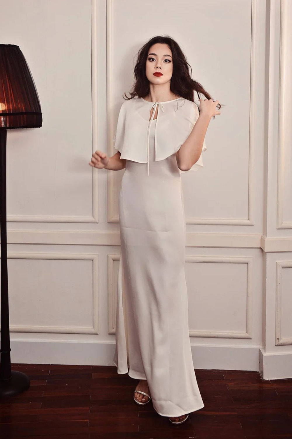 Ivory Silk Dress with Matching Cape