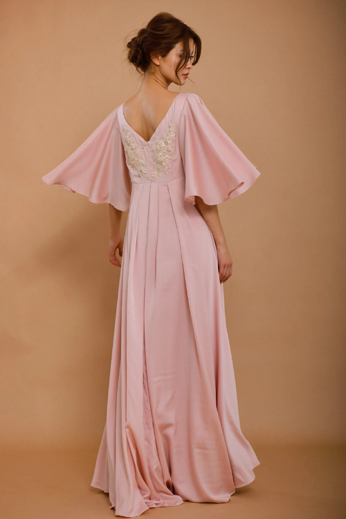 NATALIE Embellished Pink Silk Wedding Dress