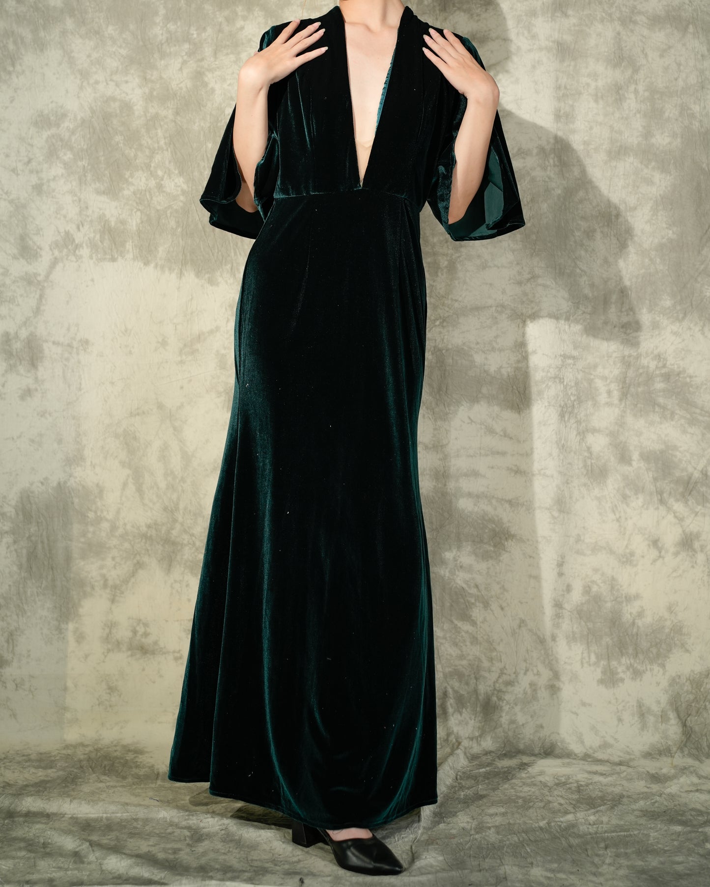 Forest Green Velvet Long Gown