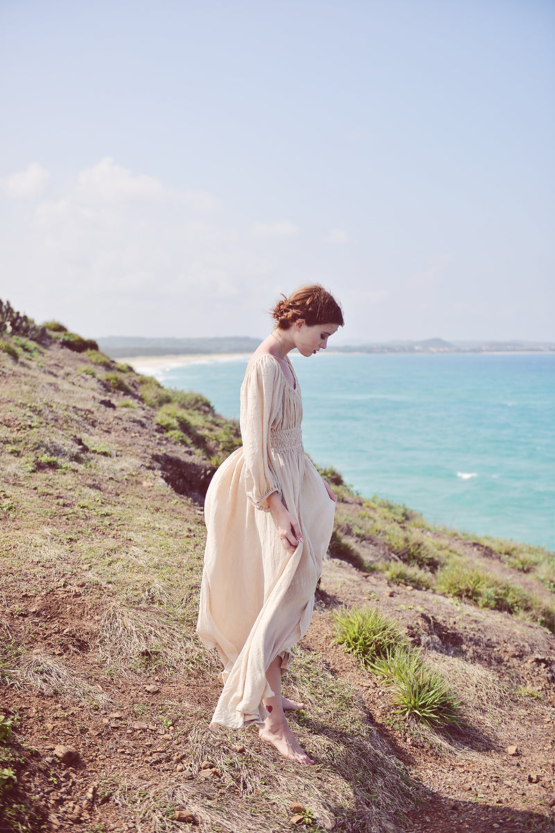 Ophelia Linen Midi Dress - Medieval Inspired Linen Dress