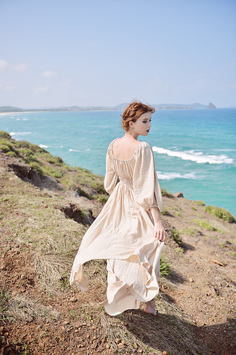 Ophelia Linen Midi Dress - Medieval Inspired Linen Dress
