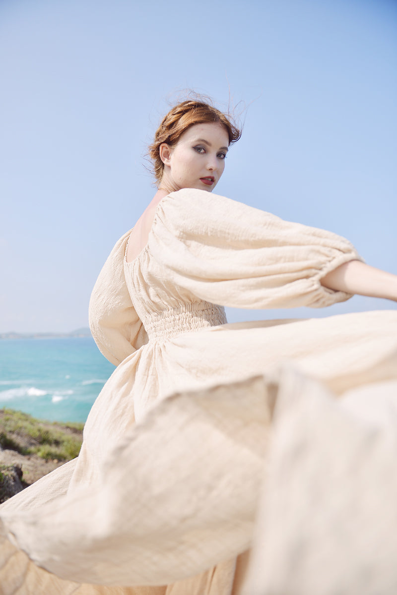 Ophelia Linen Midi Dress - Medieval Inspired Linen Dress