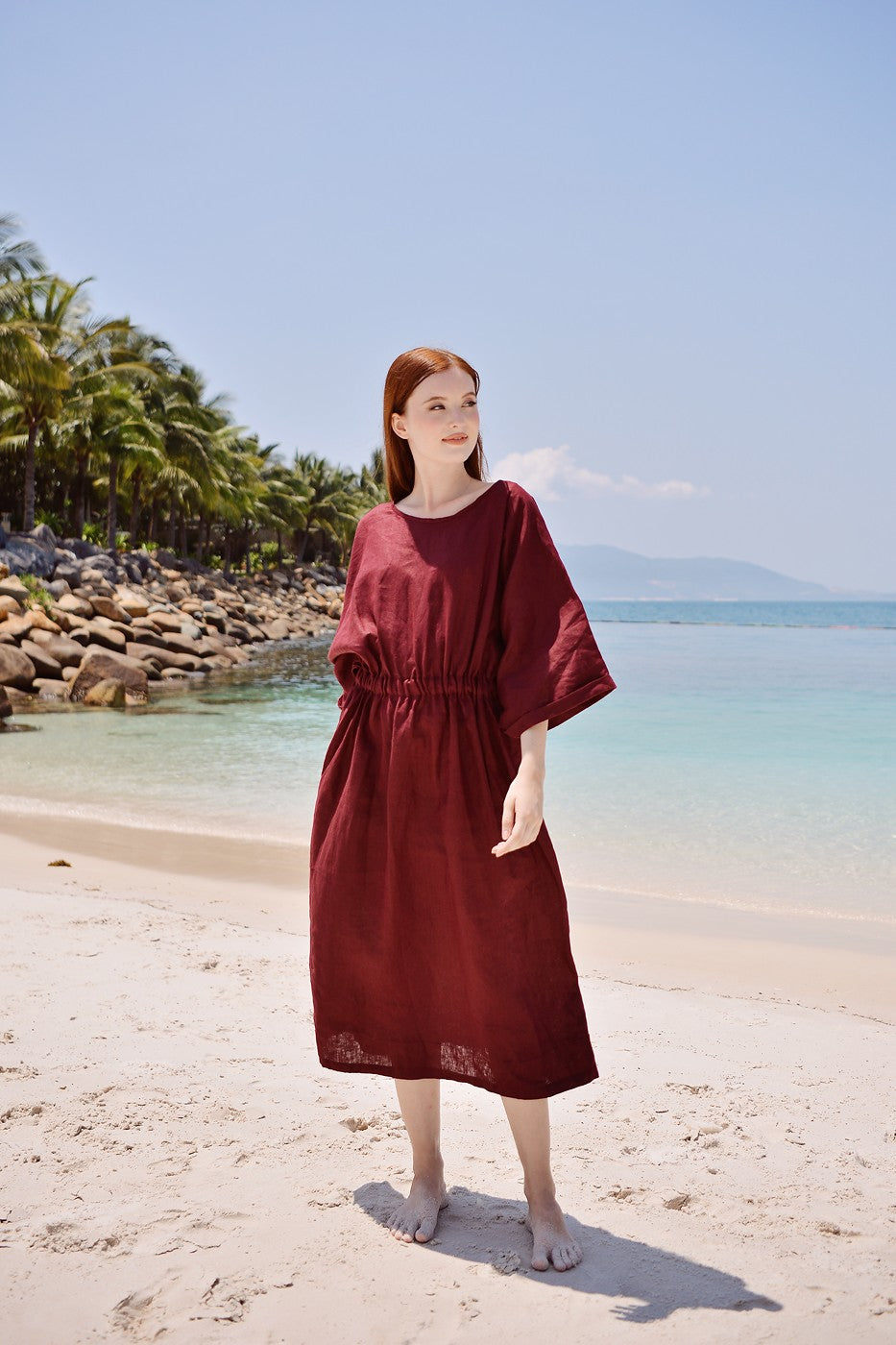 Iris Pure Linen Gathered Dress