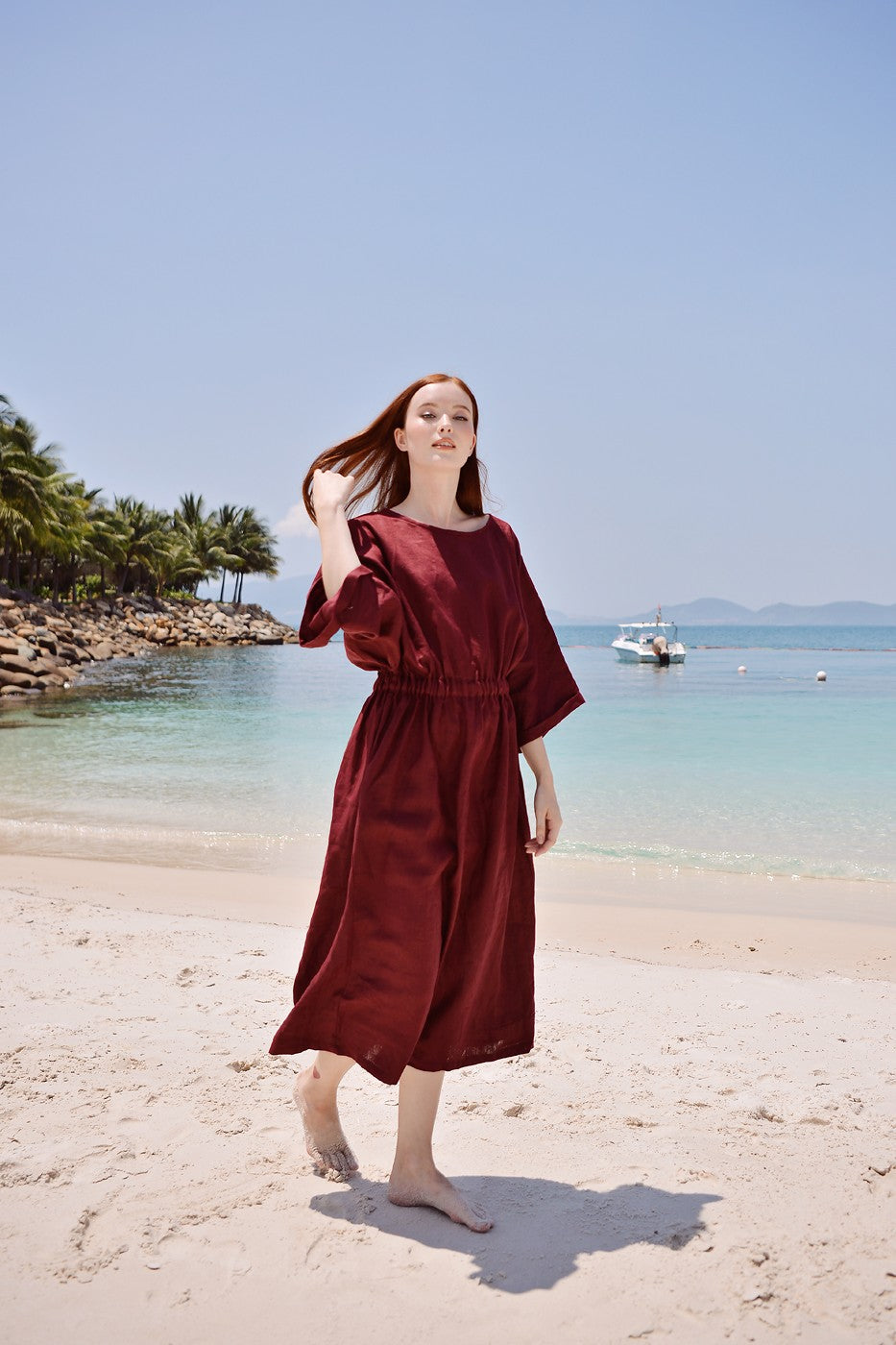 Iris Pure Linen Gathered Dress