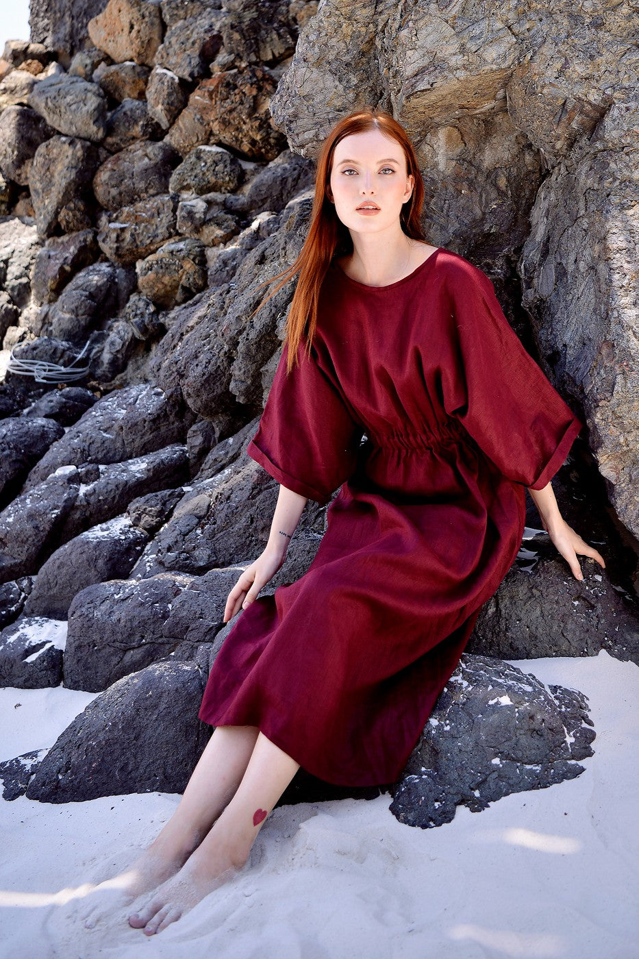 Iris Pure Linen Gathered Dress