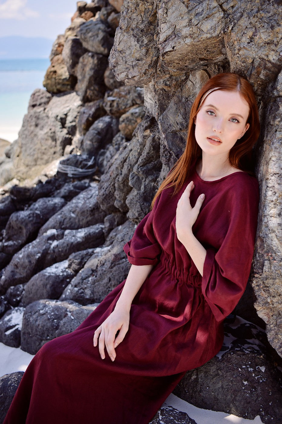 Iris Pure Linen Gathered Dress