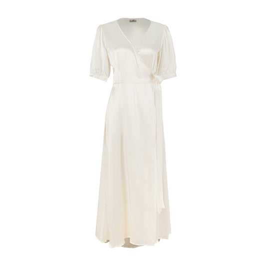 Silk Wrap Dress - Maxi Silk Dress - Summer White Dress