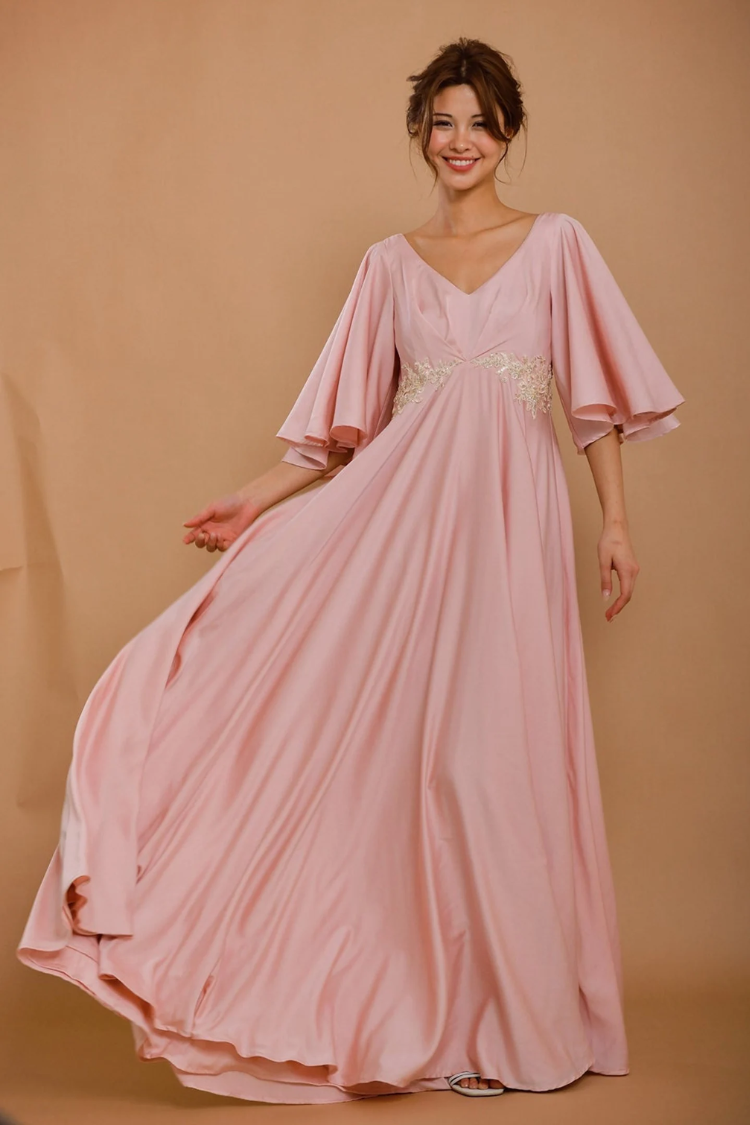 NATALIE Embellished Pink Silk Wedding Dress