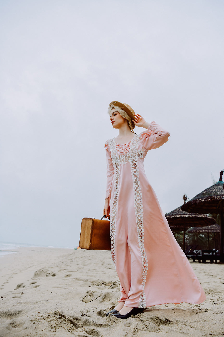 Corinne Maxi Silk Dress with Lace Details