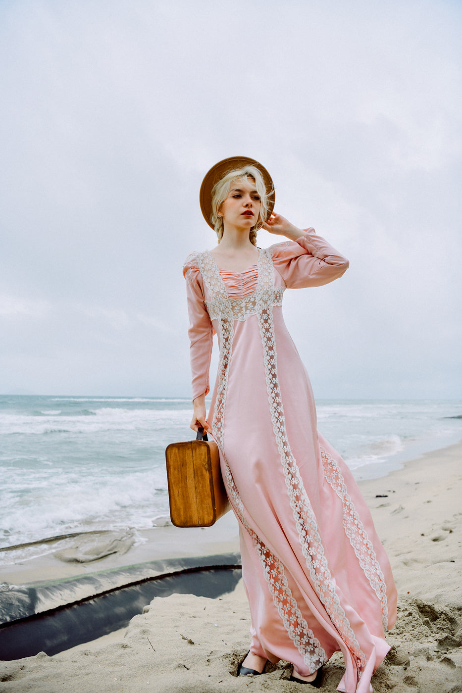 Corinne Maxi Silk Dress with Lace Details