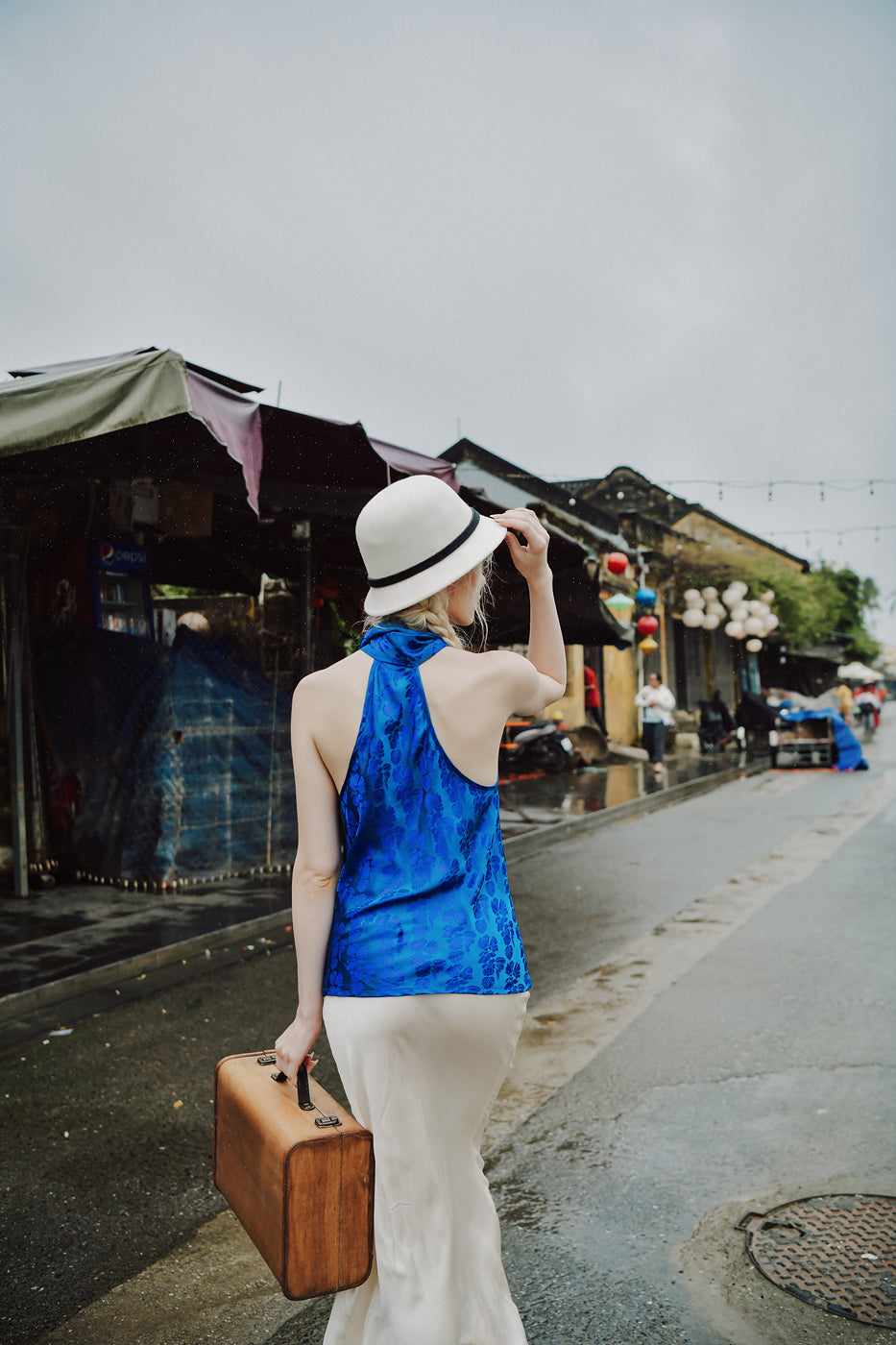 Mazarine Halter Neck Heritage Mulberry Silk Top