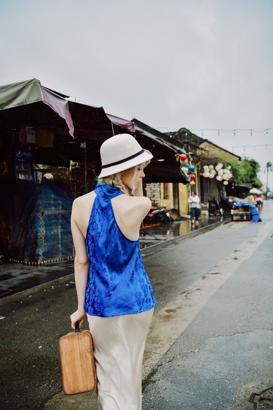 Mazarine Halter Neck Heritage Mulberry Silk Top