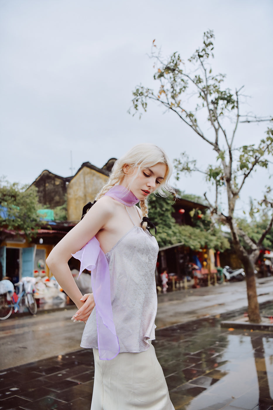 Lotus Halter Neck Heritage Mulberry Silk Top