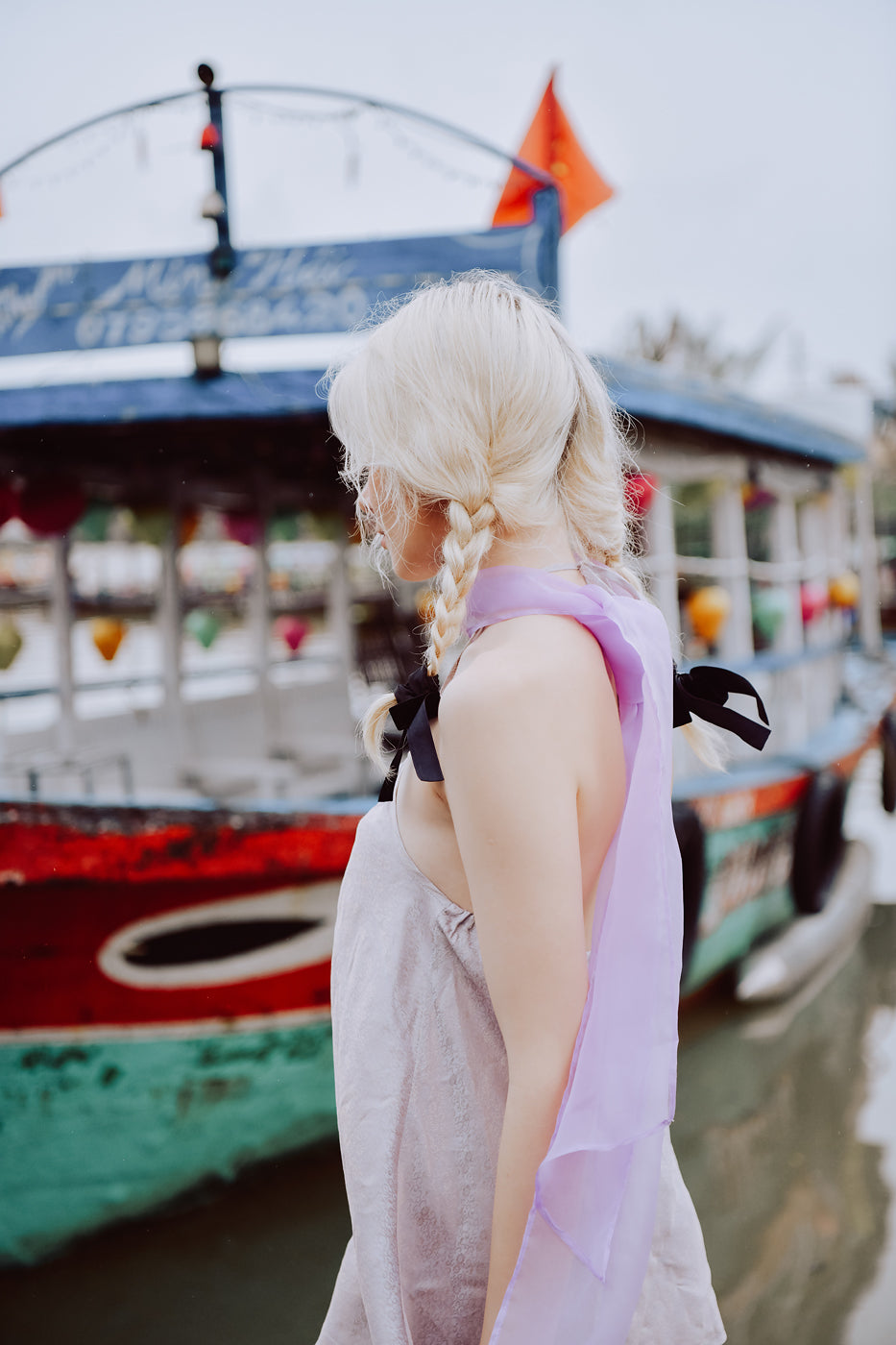 Lotus Halter Neck Heritage Mulberry Silk Top