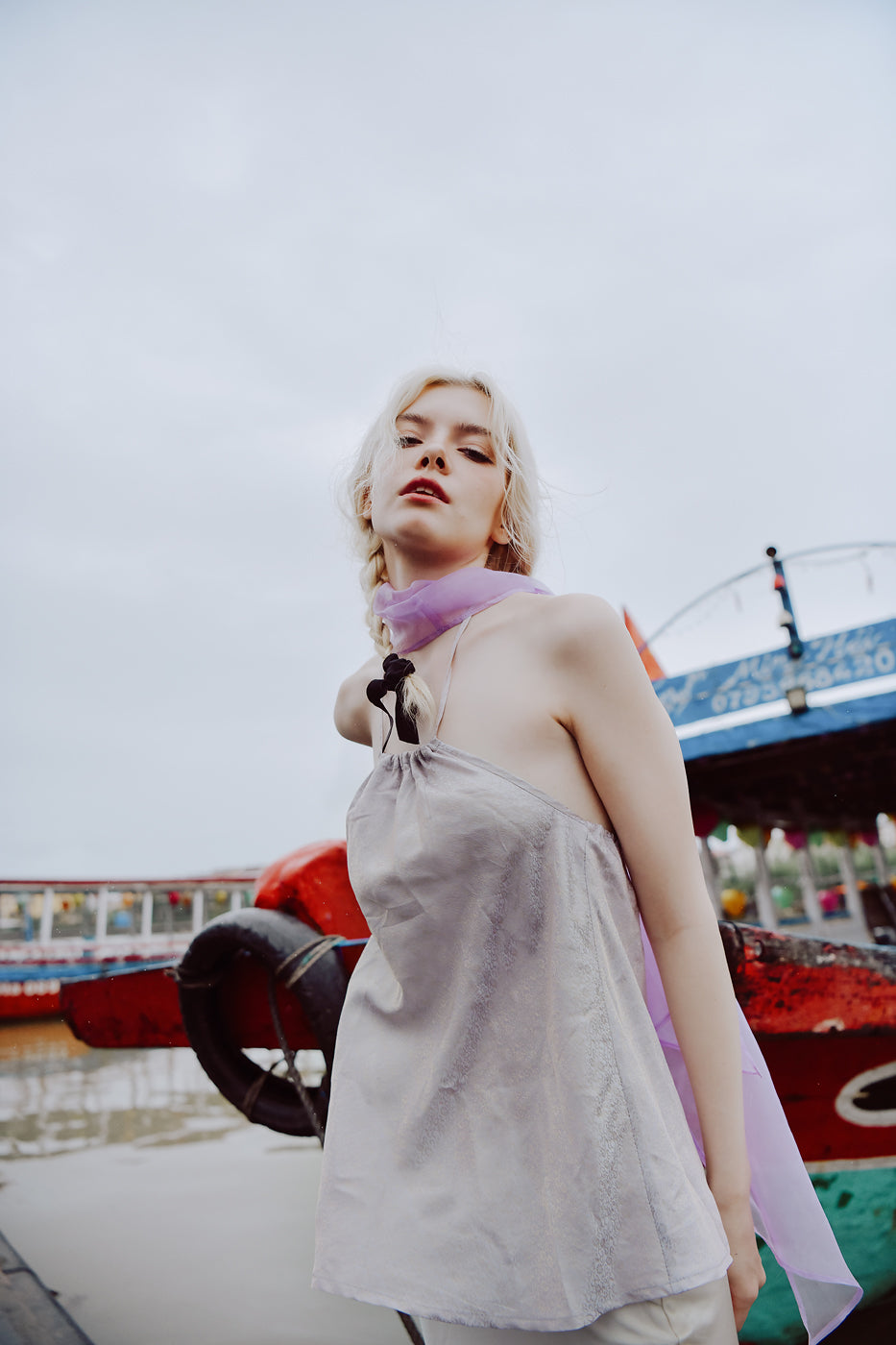 Lotus Halter Neck Heritage Mulberry Silk Top