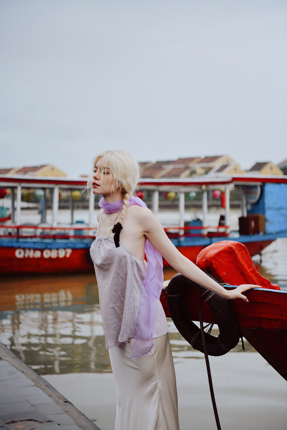 Lotus Halter Neck Heritage Mulberry Silk Top