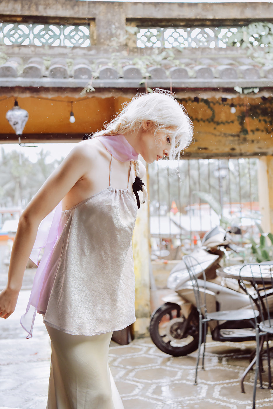 Lotus Halter Neck Heritage Mulberry Silk Top