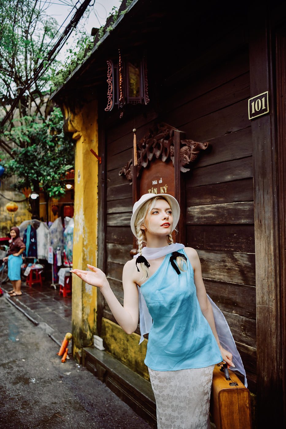 Olympe Asymmetrical Heritage Mulberry Silk Top