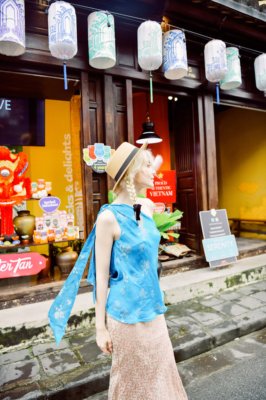 Séréna Asymmetric Heritage Mulberry Silk Tie Top