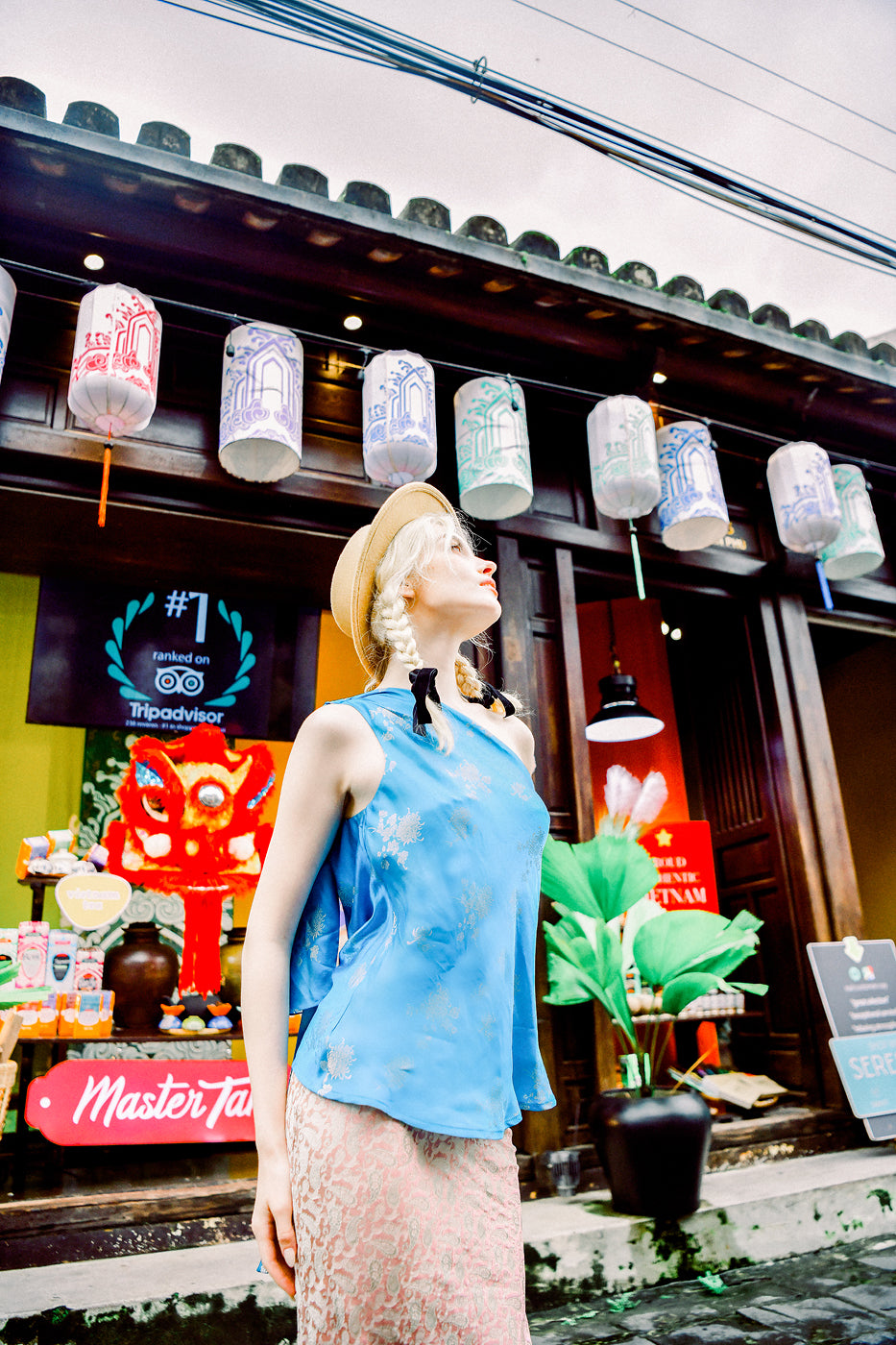 Séréna Asymmetric Heritage Mulberry Silk Tie Top