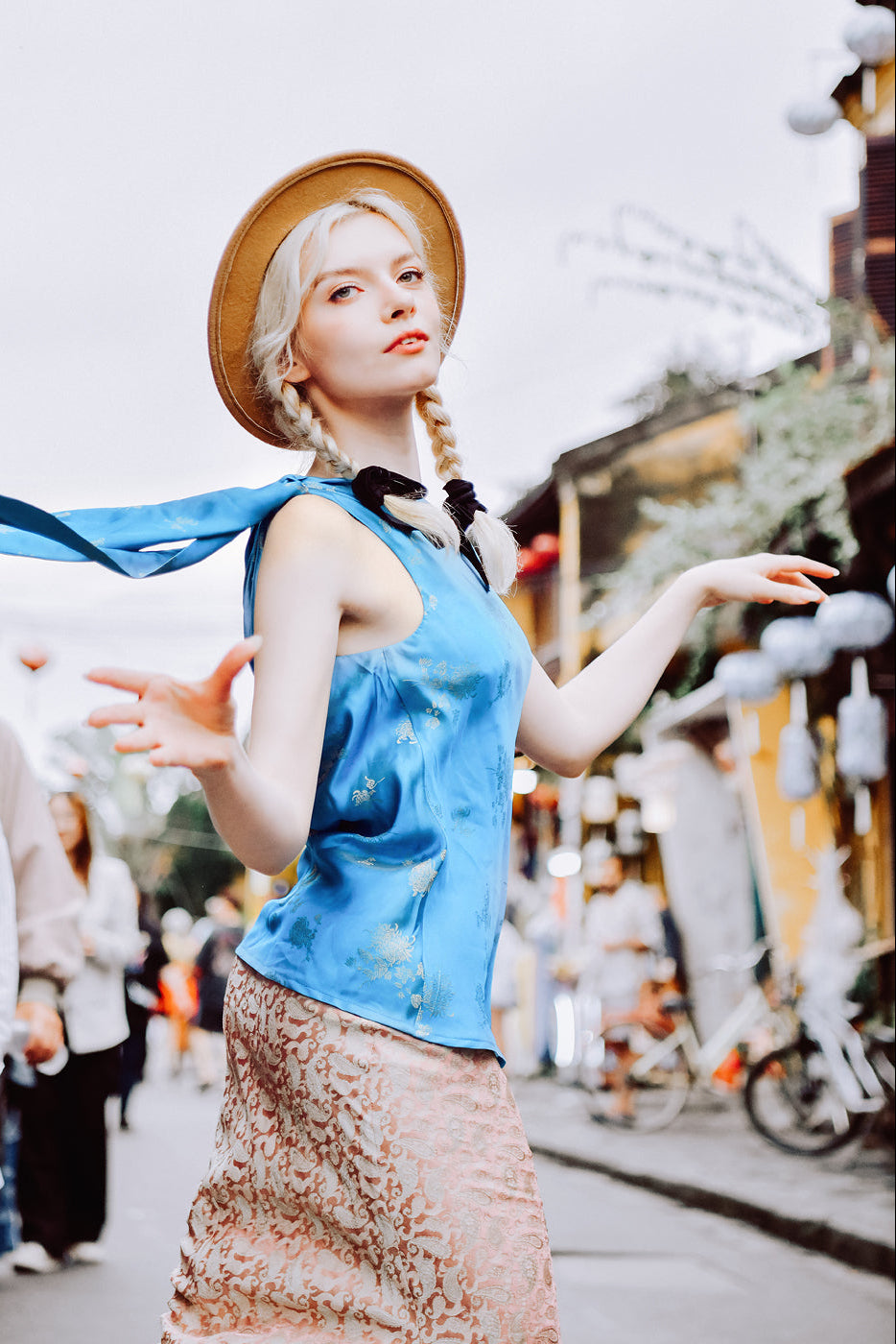 Séréna Asymmetric Heritage Mulberry Silk Tie Top