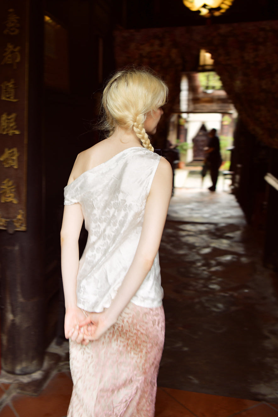 Clarisse Asymmetrical Heritage Mulberry Silk Blouse